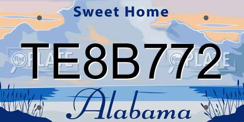 TE8B772 Alabama License Plate