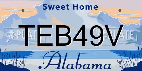 TEB49V Alabama License Plate