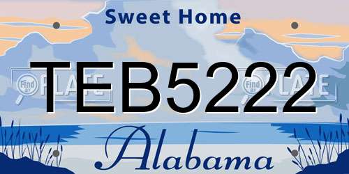 TEB5222 Alabama License Plate