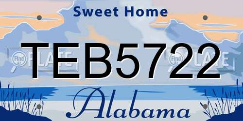 TEB5722 Alabama License Plate
