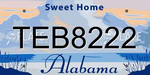 TEB8222 Alabama License Plate