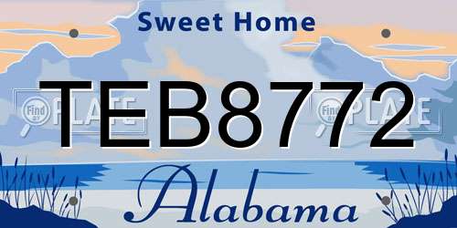 TEB8772 Alabama License Plate