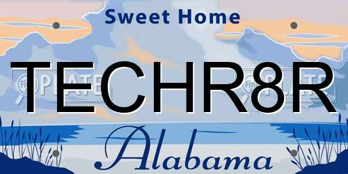 TECHR8R Alabama License Plate