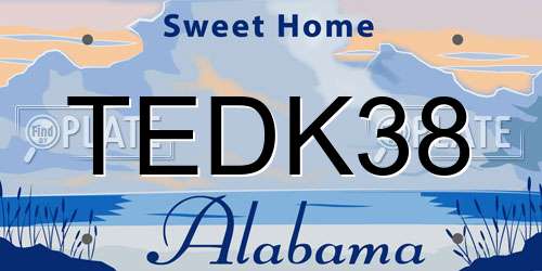 TEDK38 Alabama License Plate