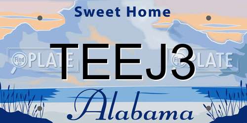 TEEJ3 Alabama License Plate