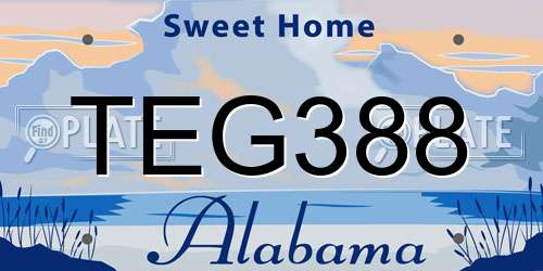 TEG388 Alabama License Plate