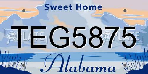 TEG5875 Alabama License Plate