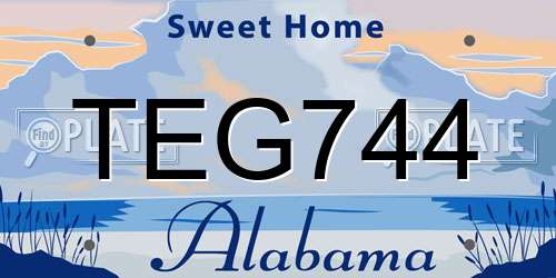 TEG744 Alabama License Plate