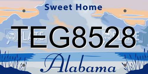 TEG8528 Alabama License Plate