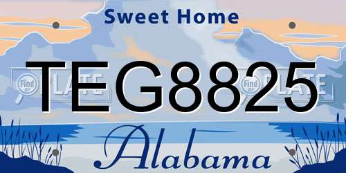 TEG8825 Alabama License Plate