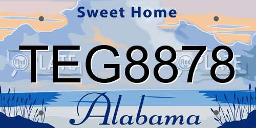 TEG8878 Alabama License Plate