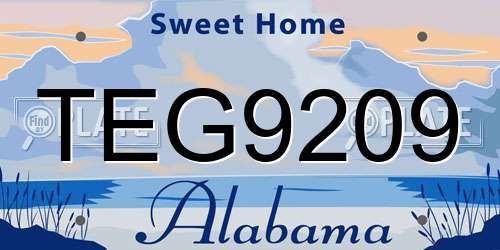 TEG9209 Alabama License Plate
