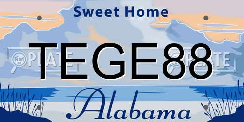 TEGE88 Alabama License Plate