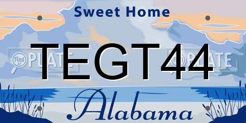 TEGT44 Alabama License Plate