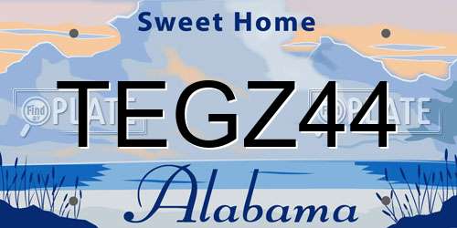 TEGZ44 Alabama License Plate
