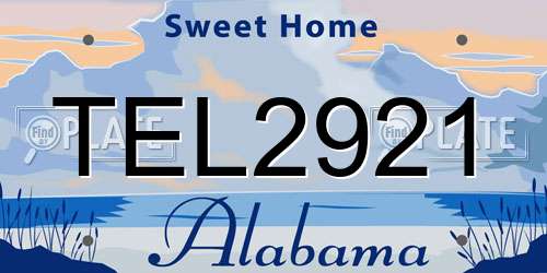 TEL2921 Alabama License Plate
