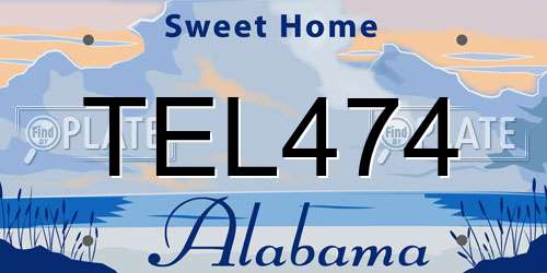 TEL474 Alabama License Plate