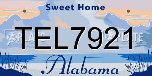 TEL7921 Alabama License Plate