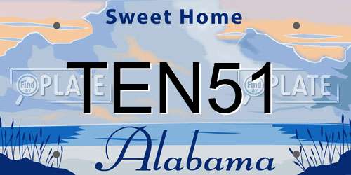 TEN51 Alabama License Plate
