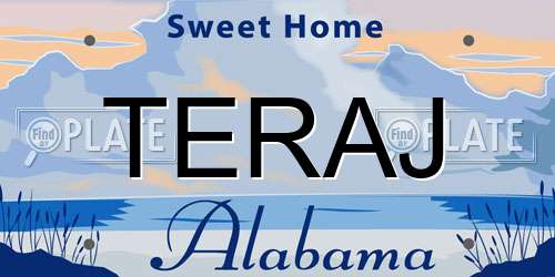 TERAJ Alabama License Plate