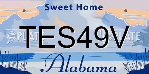 TES49V Alabama License Plate