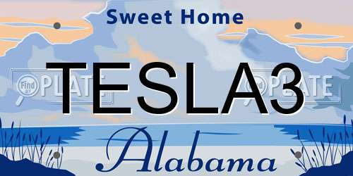 TESLA3 Alabama License Plate