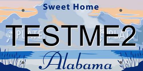 TESTME2 Alabama License Plate