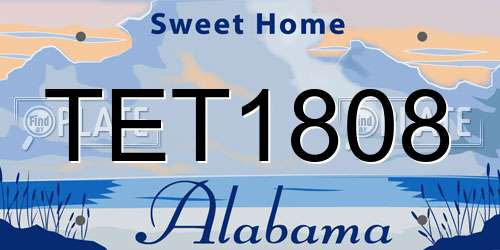 TET1808 Alabama License Plate