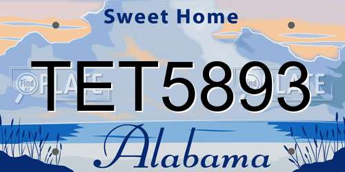TET5893 Alabama License Plate