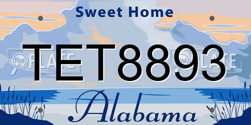 TET8893 Alabama License Plate