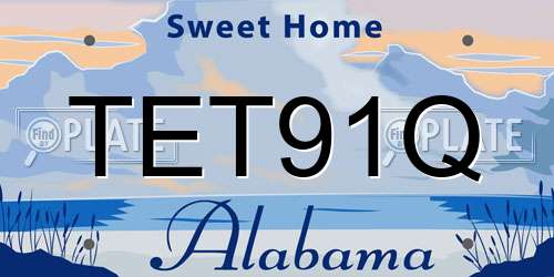 TET91Q Alabama License Plate