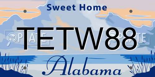 TETW88 Alabama License Plate