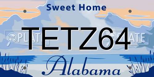 TETZ64 Alabama License Plate