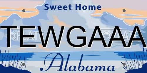 TEWGAAA Alabama License Plate