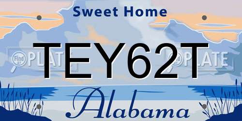 TEY62T Alabama License Plate