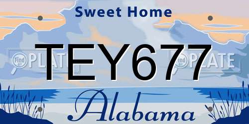 TEY677 Alabama License Plate