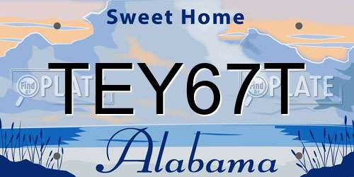 TEY67T Alabama License Plate