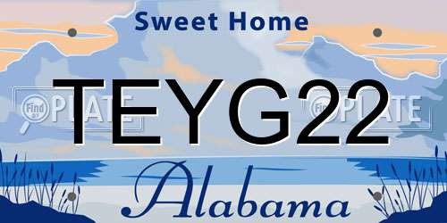 TEYG22 Alabama License Plate