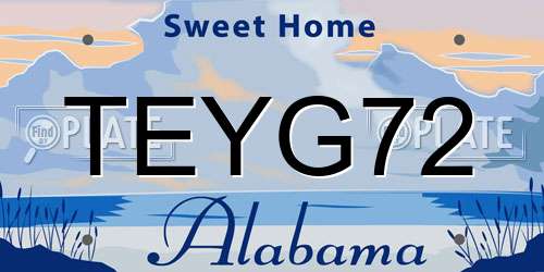 TEYG72 Alabama License Plate
