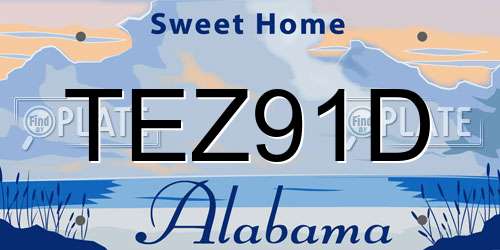TEZ91D Alabama License Plate
