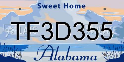TF3D355 Alabama License Plate