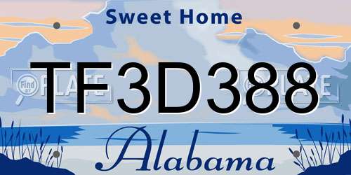 TF3D388 Alabama License Plate