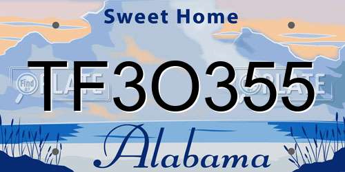 TF3O355 Alabama License Plate