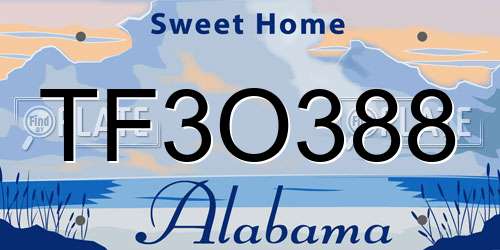 TF3O388 Alabama License Plate