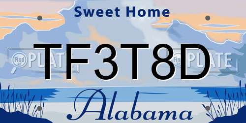 TF3T8D Alabama License Plate