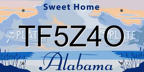 TF5Z4O Alabama License Plate