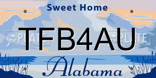 TFB4AU Alabama License Plate
