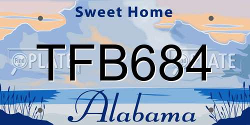 TFB684 Alabama License Plate
