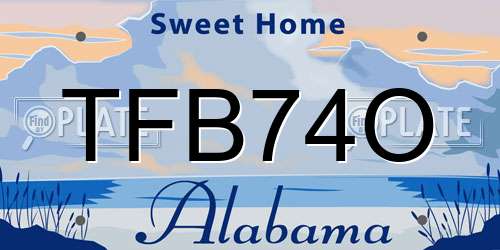 TFB74O Alabama License Plate