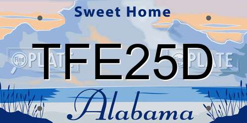 TFE25D Alabama License Plate